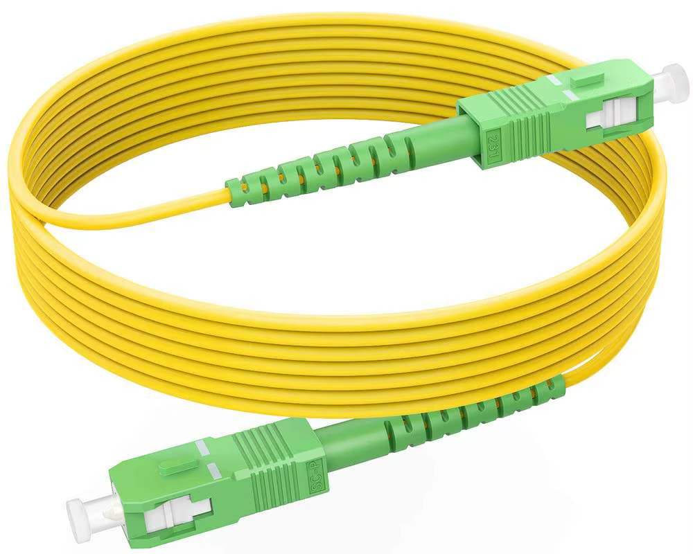 3m Yellow Single-Mode Fiber Optical Patch Cord FC/SC/LC/ST UPC Polish for FTTX Network with 1550nm Wavelength