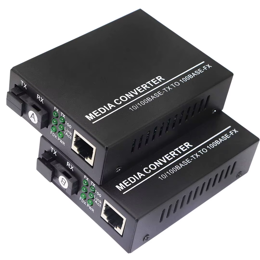 Fiber Ethernet Media Converter Single-Mode 10/100Base-TX to 100Base-FX RJ45 to SC Fiber Transceiver Up to 25KM