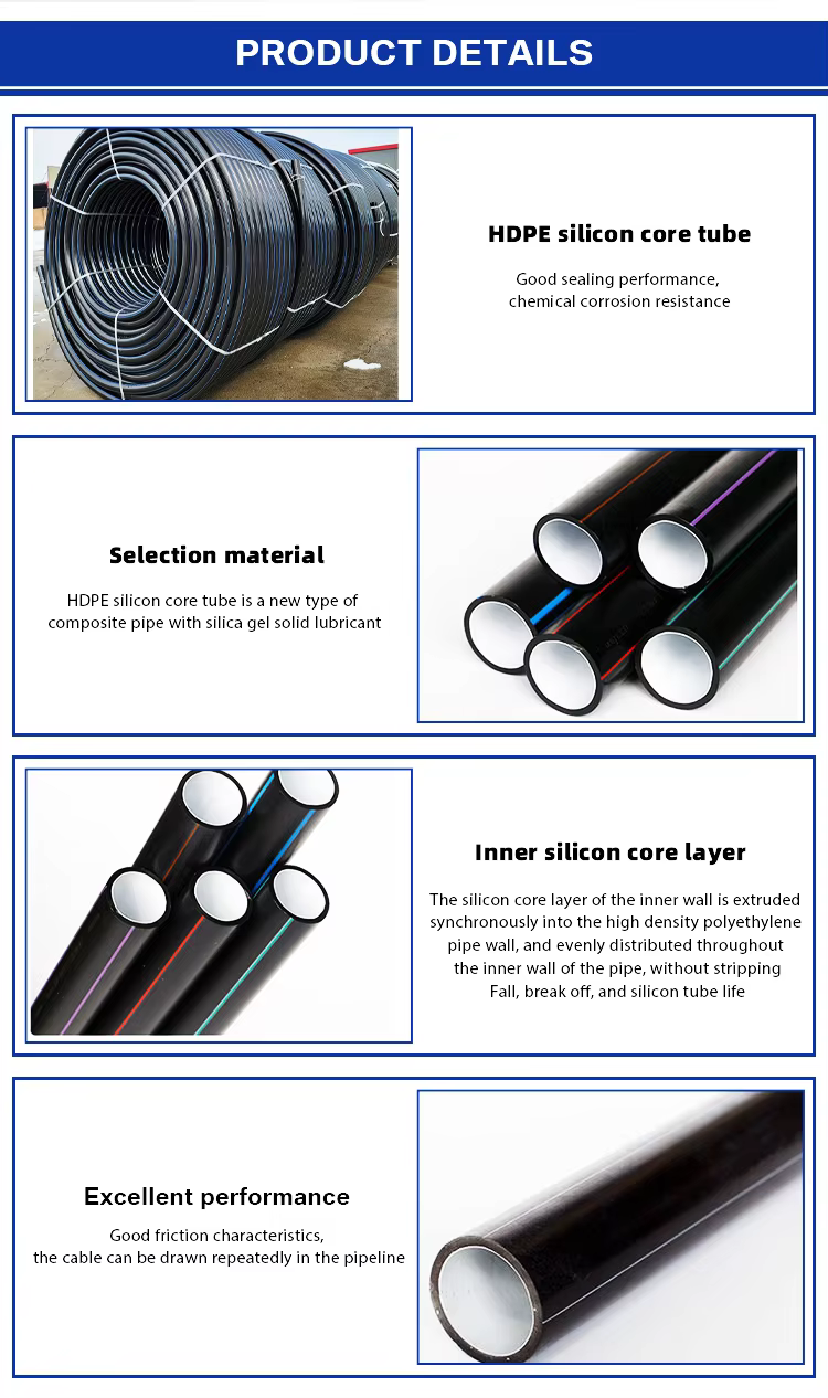 Microduct Polyethylene Hdpe 3 Layer Silicon Core Pipe manufacture
