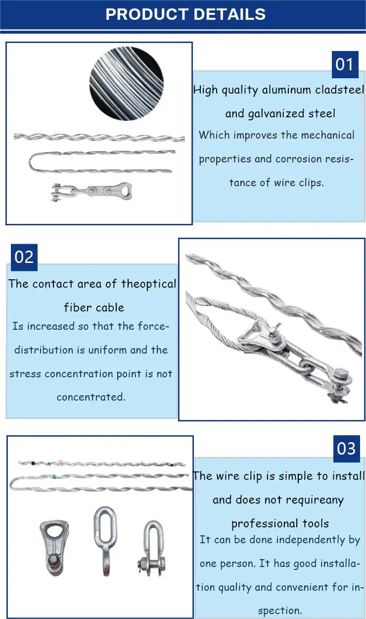 High Quality ODM Preformed Dead End Guy Grip ADSS OPGW Cable Accessories Optical Cable Fittings Dead End Strain Clamp Armor manufacture