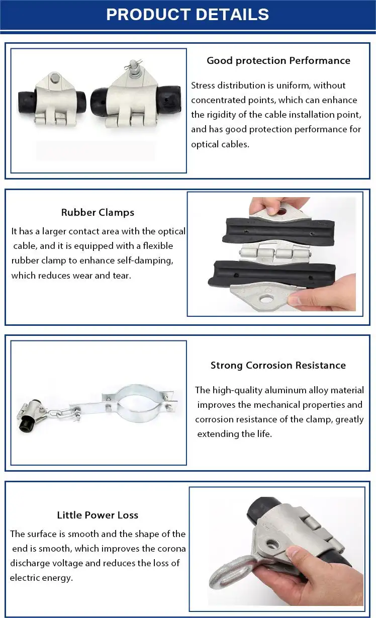 Factory Price Double Fiber Optic Cable Suspension Clamp Aerial Self-Support ADSS for Optical Fiber Cable supplier