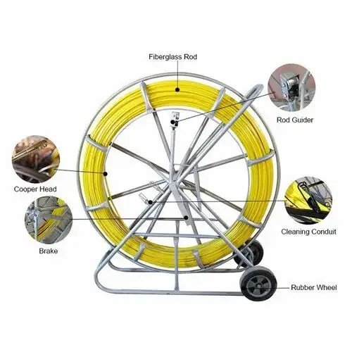 Portable 4mm 150m Fiberglass Duct Rodder Lightweight Underground Cable Tools for Fiber Optic Equipment supplier