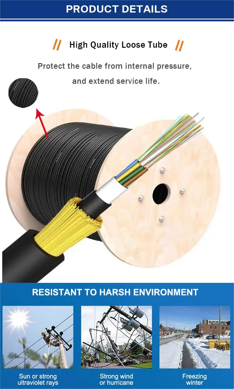 Outdoor Aerial  ADSS Optic Cable FRP 24 Cores Optical Fiber Cable  Self Supporting Optical Fiber Cable ADSS factory
