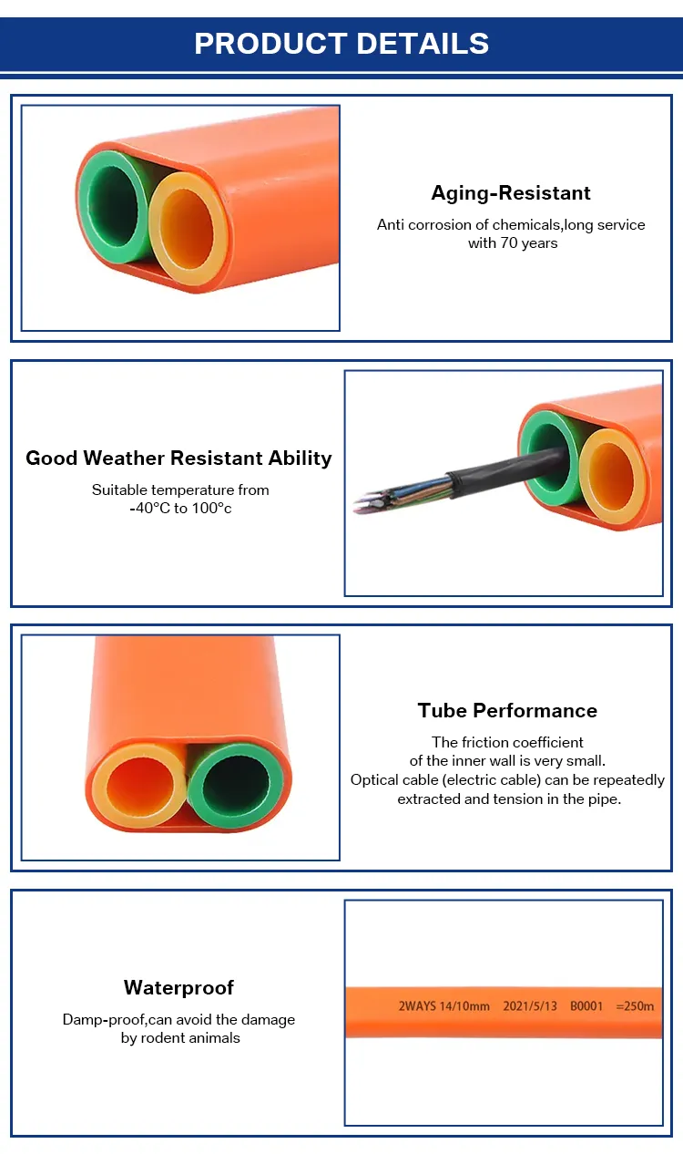Hdpe Microduct Tube Bundle Series 2ways 12/10mm With Pe1.2mm For Fiber Optic Blown Cable Underground Install fiber bundle details